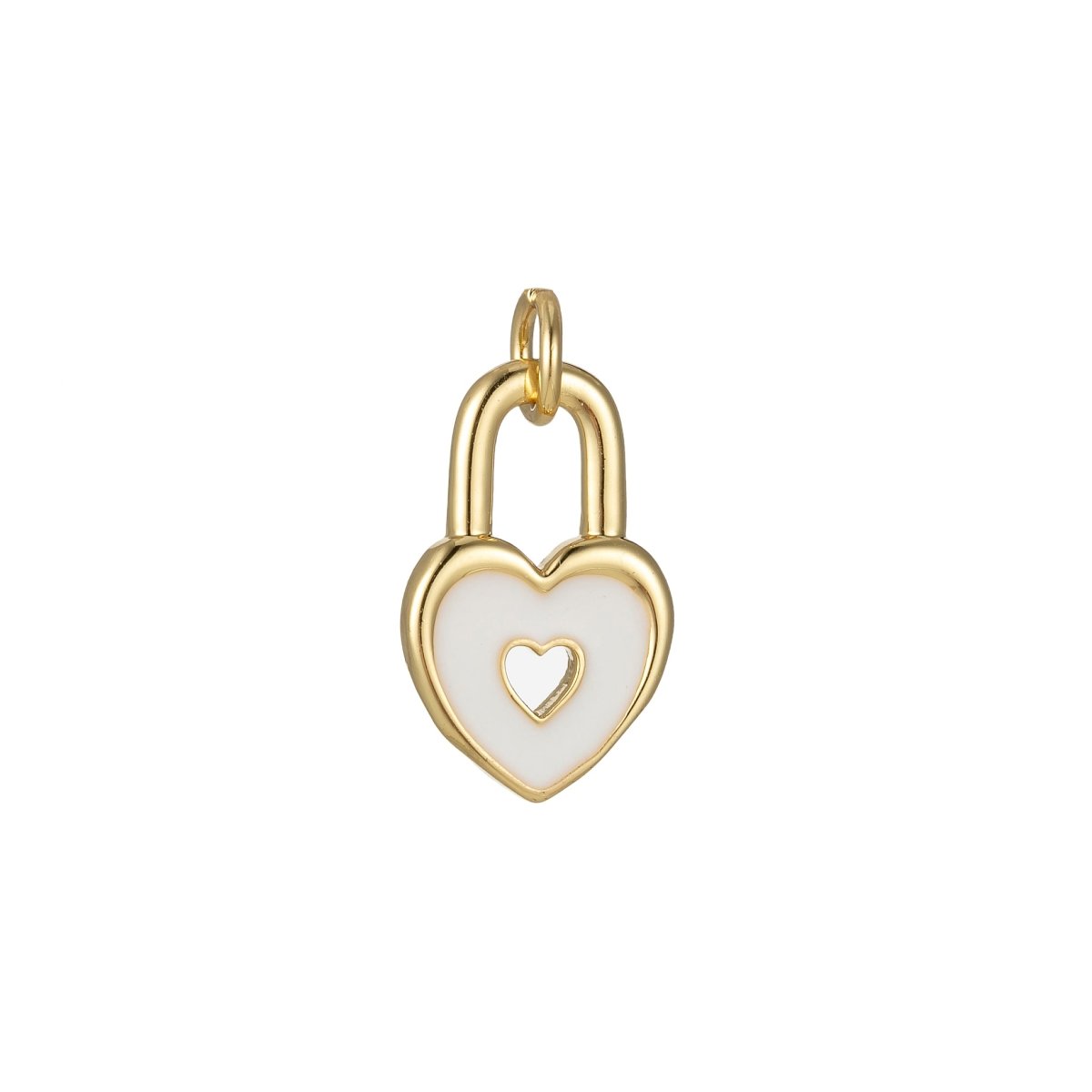 14k Gold Filled Dainty Heart Padlock Charm Colorful Enamel Lock Charm for Necklace Bracelet Jewelry Making Black Blue Pink Green Orange Purple E-794-E-803 - DLUXCA