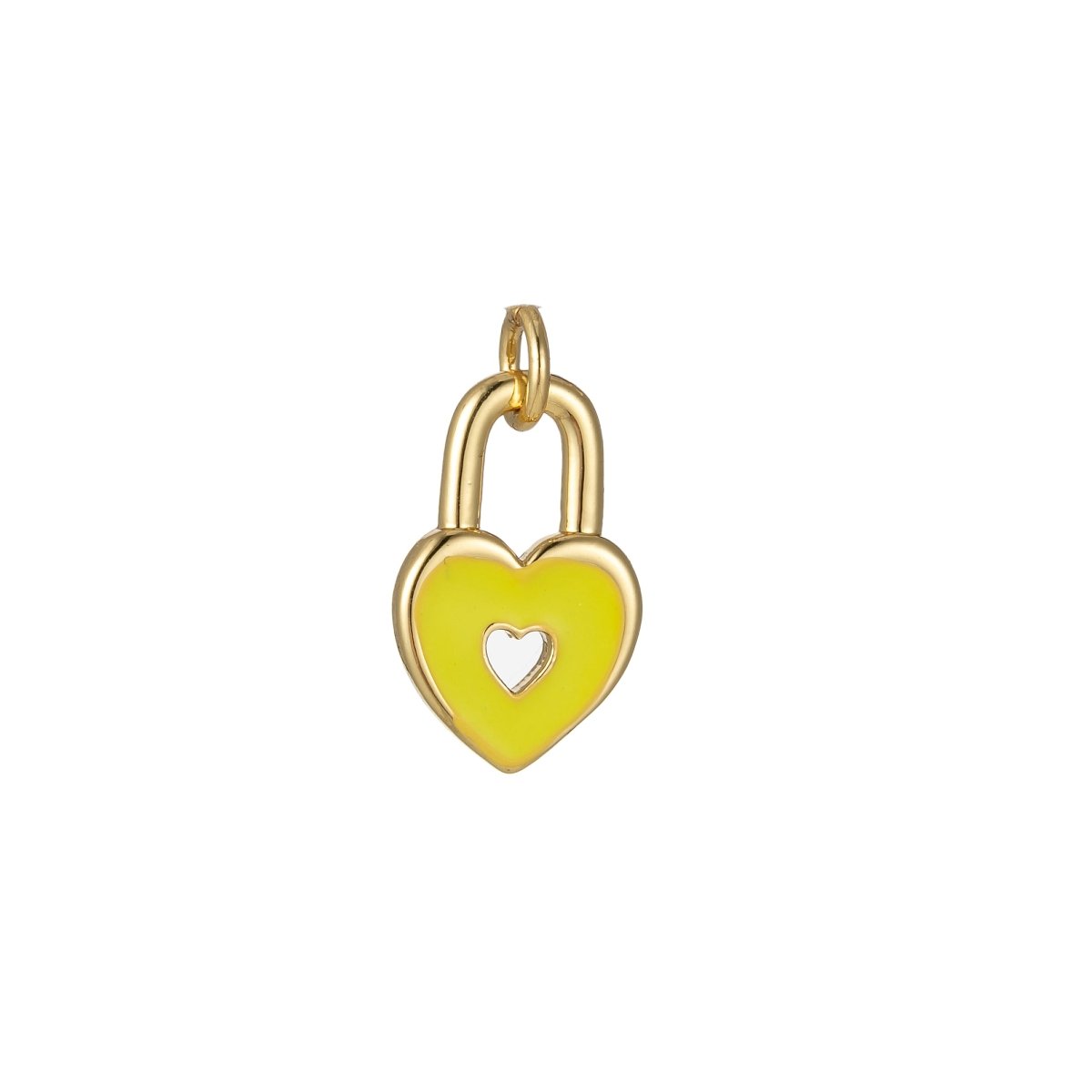 14k Gold Filled Dainty Heart Padlock Charm Colorful Enamel Lock Charm for Necklace Bracelet Jewelry Making Black Blue Pink Green Orange Purple E-794-E-803 - DLUXCA