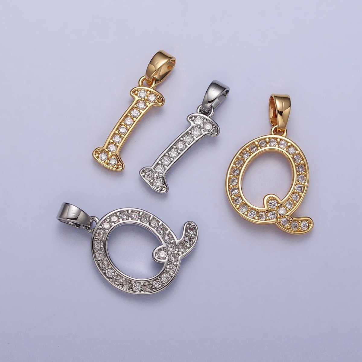 14K Gold Filled Dainty Initial Letter Script A-Z Micro Paved CZ Personalized Pendant | AA117 - AA142 - DLUXCA