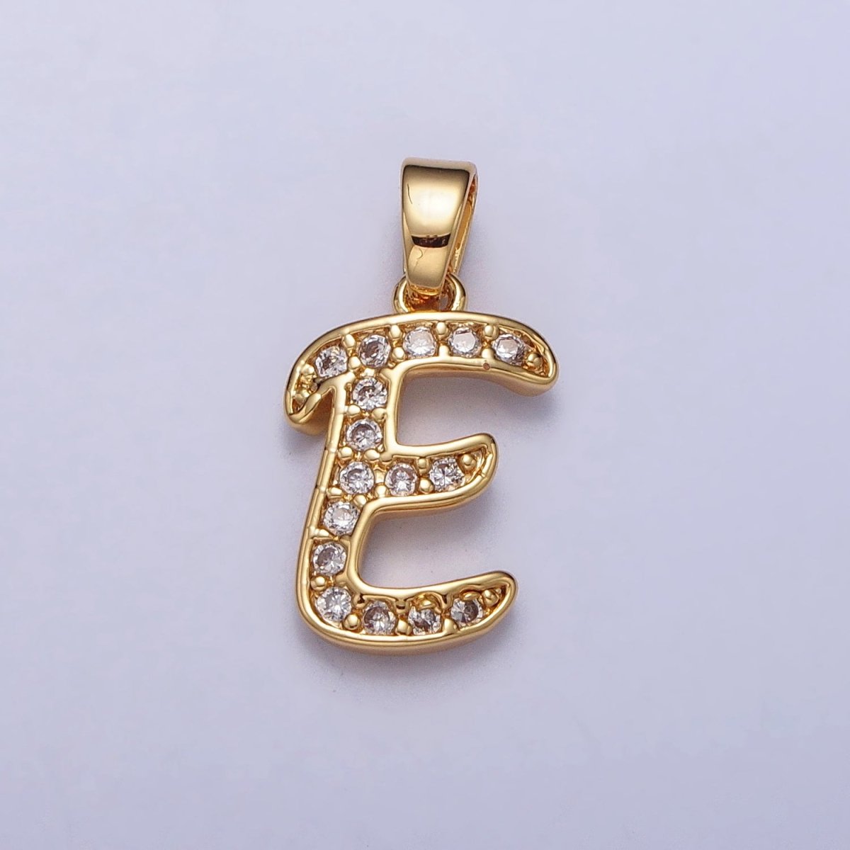 14K Gold Filled Dainty Initial Letter Script A-Z Micro Paved CZ Personalized Pendant | AA117 - AA142 - DLUXCA