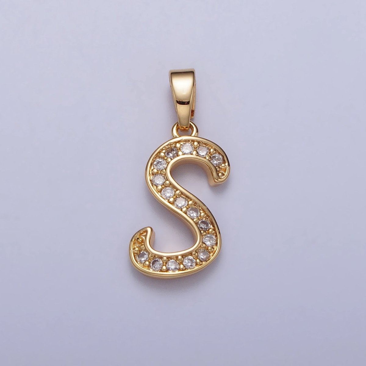 14K Gold Filled Dainty Initial Letter Script A-Z Micro Paved CZ Personalized Pendant | AA117 - AA142 - DLUXCA