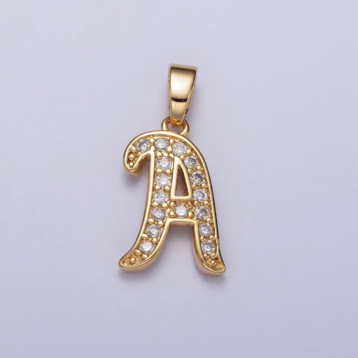 14K Gold Filled Dainty Initial Letter Script A-Z Micro Paved CZ Personalized Pendant | AA117 - AA142 - DLUXCA