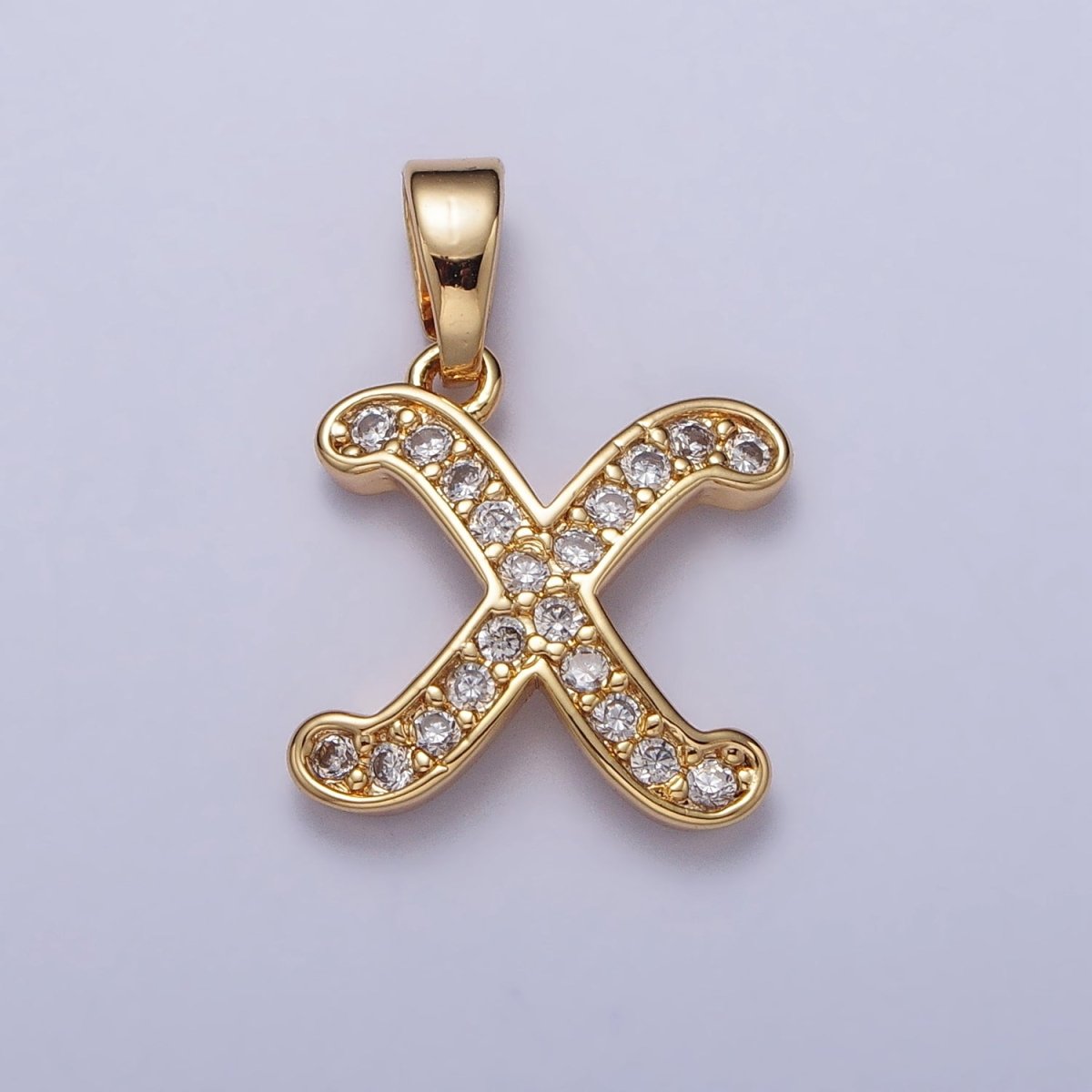 14K Gold Filled Dainty Initial Letter Script A-Z Micro Paved CZ Personalized Pendant | AA117 - AA142 - DLUXCA