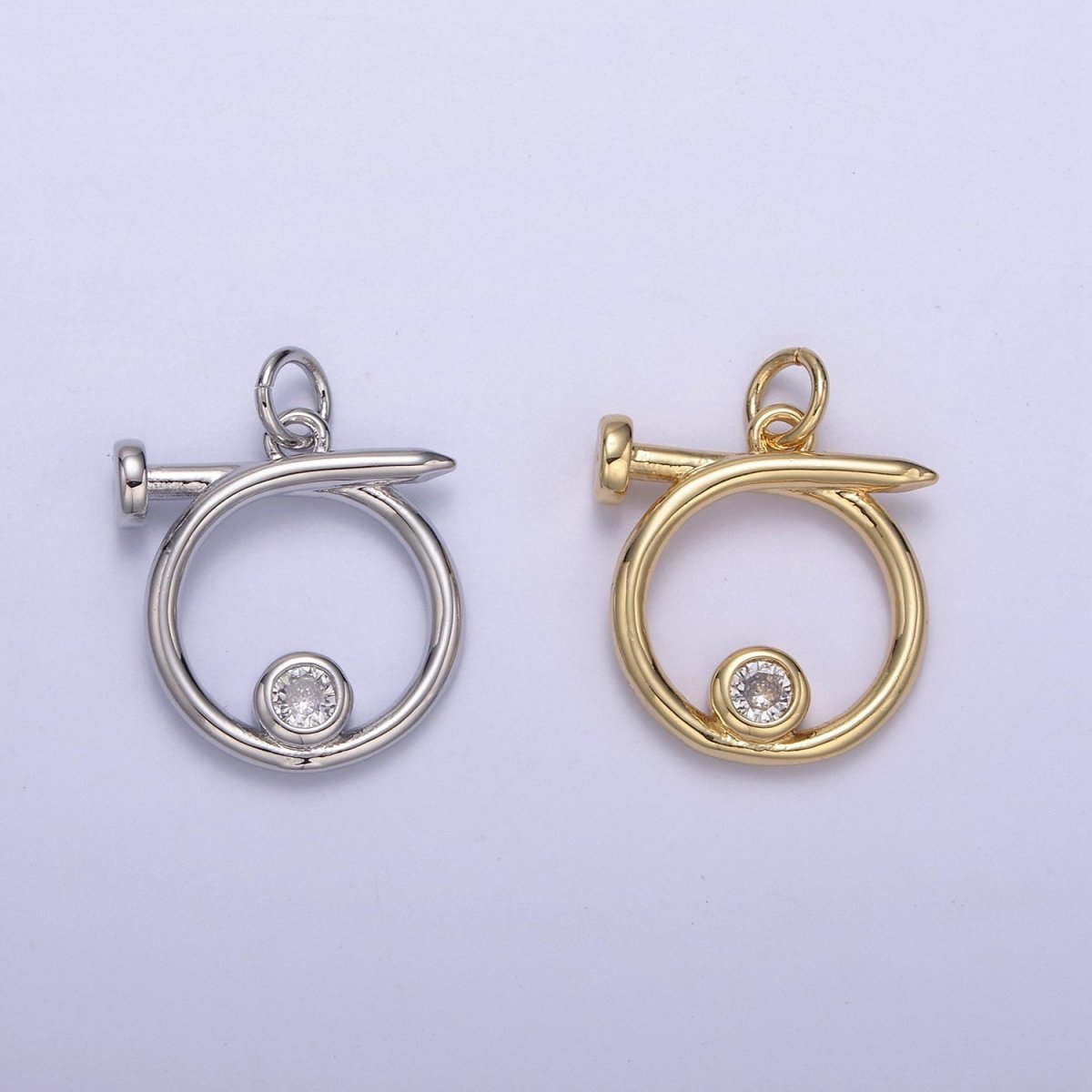 14K Gold Filled Dainty Nail Charm Round Circle Coin Dangle Pendant for Necklace Earring Bracelet Supply N-807 N-808 - DLUXCA