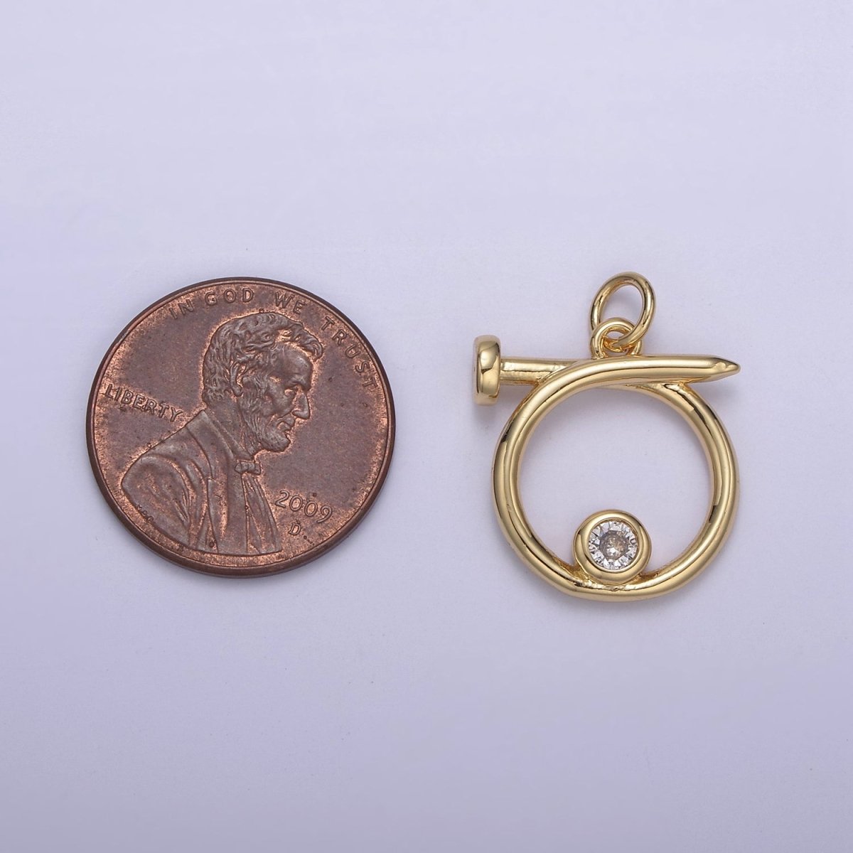 14K Gold Filled Dainty Nail Charm Round Circle Coin Dangle Pendant for Necklace Earring Bracelet Supply N-807 N-808 - DLUXCA