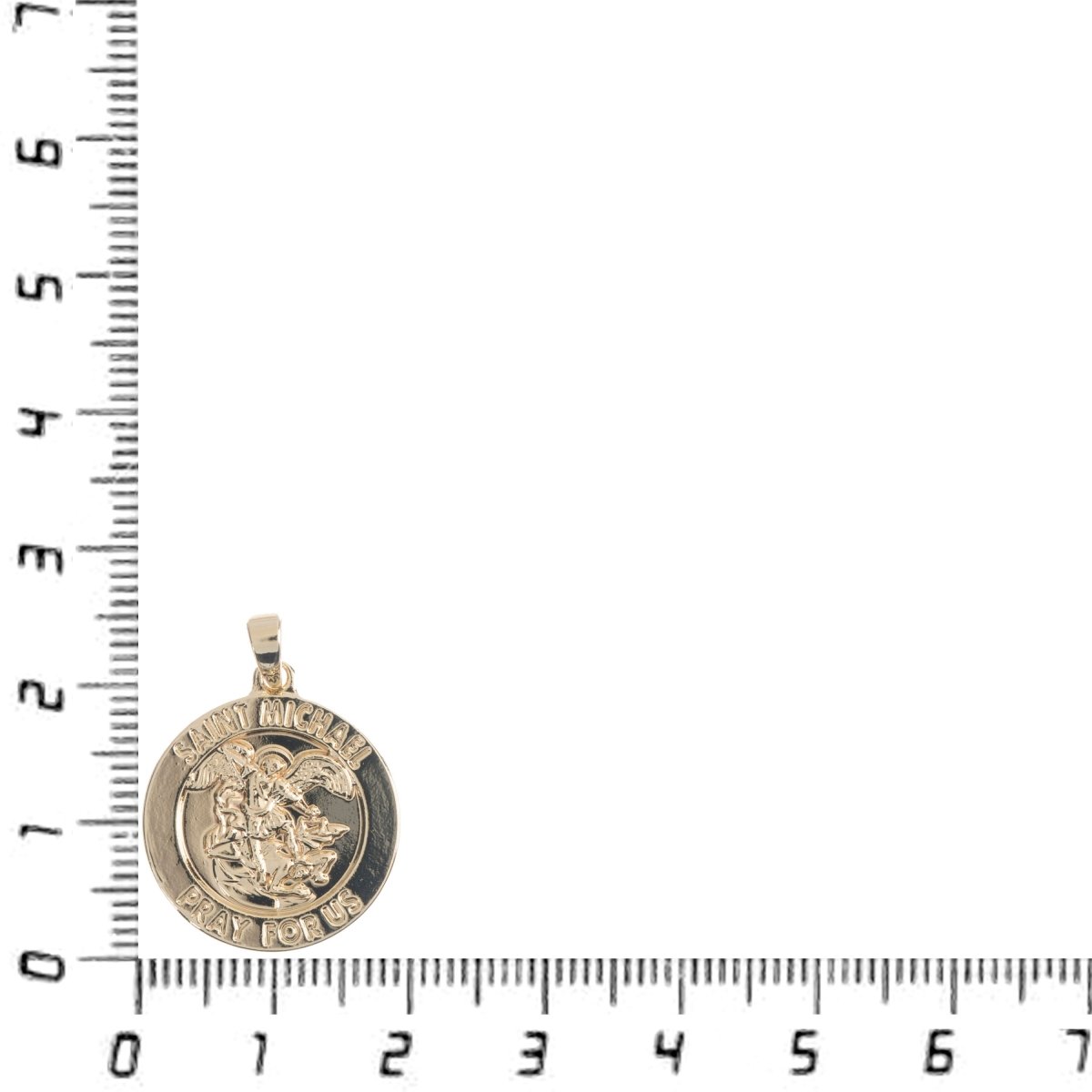 14K Gold Filled Dainty Saint Michael Round Coin Medallion Pendant Charm in Religious Catholic Charms Layer necklace H-211 - DLUXCA