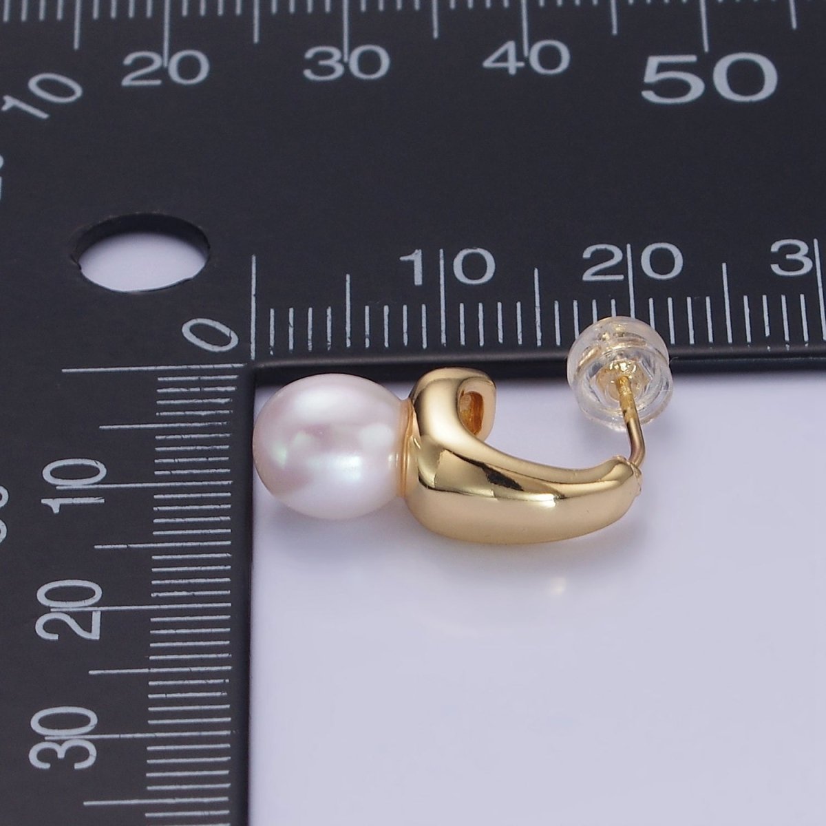14K Gold Filled Dainty Small Hoops with Pearl Earrings | AB1307 AB1308 - DLUXCA