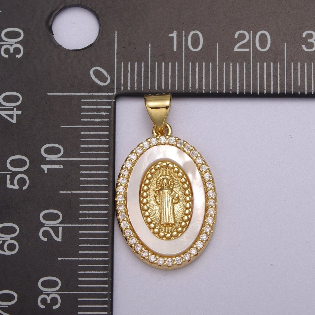 14K Gold Filled Delicate Virgin Mary, Miraculous Lady, Saint Benedict Cubic Zirconia Charm Pearl Pendant for Religious Necklace Bracelet Supply N-1385 N-1386 N-1387 - DLUXCA