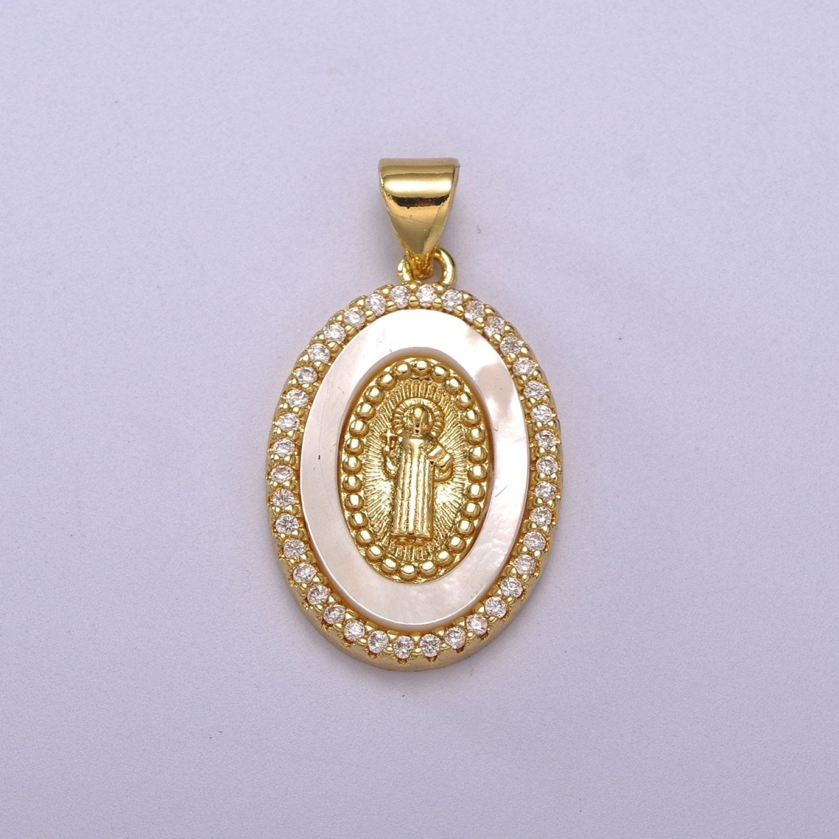 14K Gold Filled Delicate Virgin Mary, Miraculous Lady, Saint Benedict Cubic Zirconia Charm Pearl Pendant for Religious Necklace Bracelet Supply N-1385 N-1386 N-1387 - DLUXCA