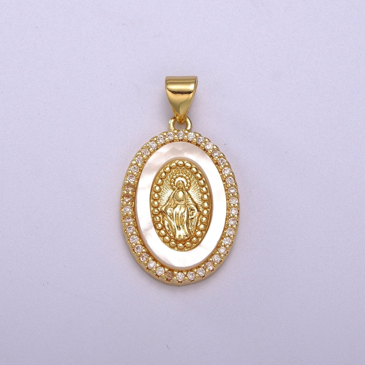 14K Gold Filled Delicate Virgin Mary, Miraculous Lady, Saint Benedict Cubic Zirconia Charm Pearl Pendant for Religious Necklace Bracelet Supply N-1385 N-1386 N-1387 - DLUXCA