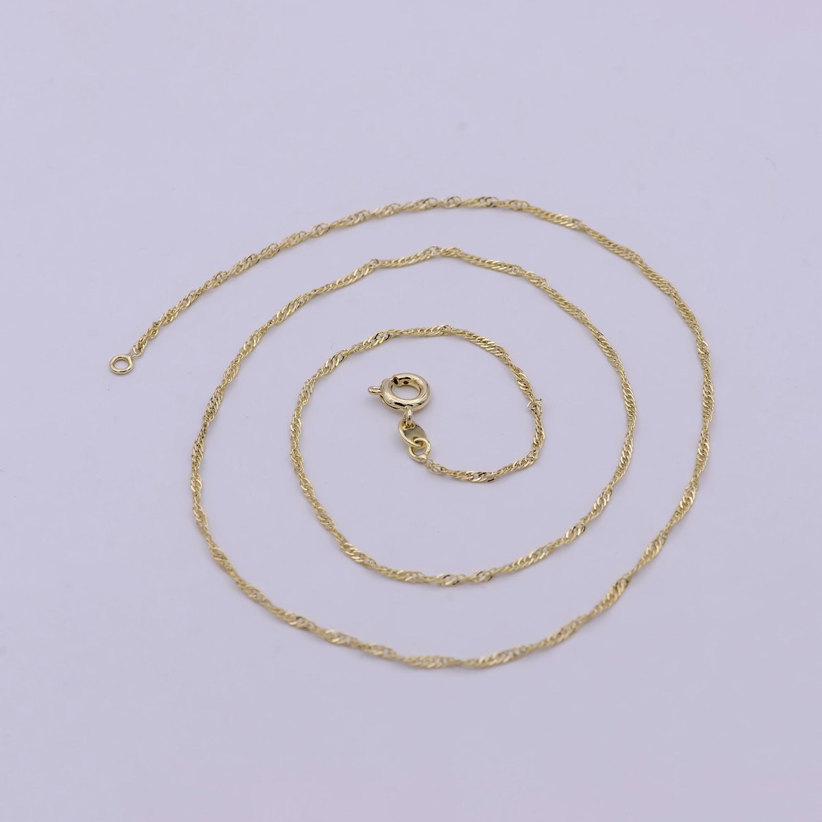 14K Gold Filled Diamond Cut Singapore Chain Necklace 1.4mm Thin Dainty Chain, Gold Layer Chain | WA-541 Clearance Pricing - DLUXCA