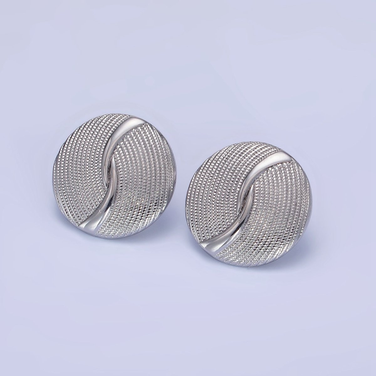 14K Gold Filled Dotted Band Round Stud Earrings in Gold & Silver | AB1290 AB1291 - DLUXCA