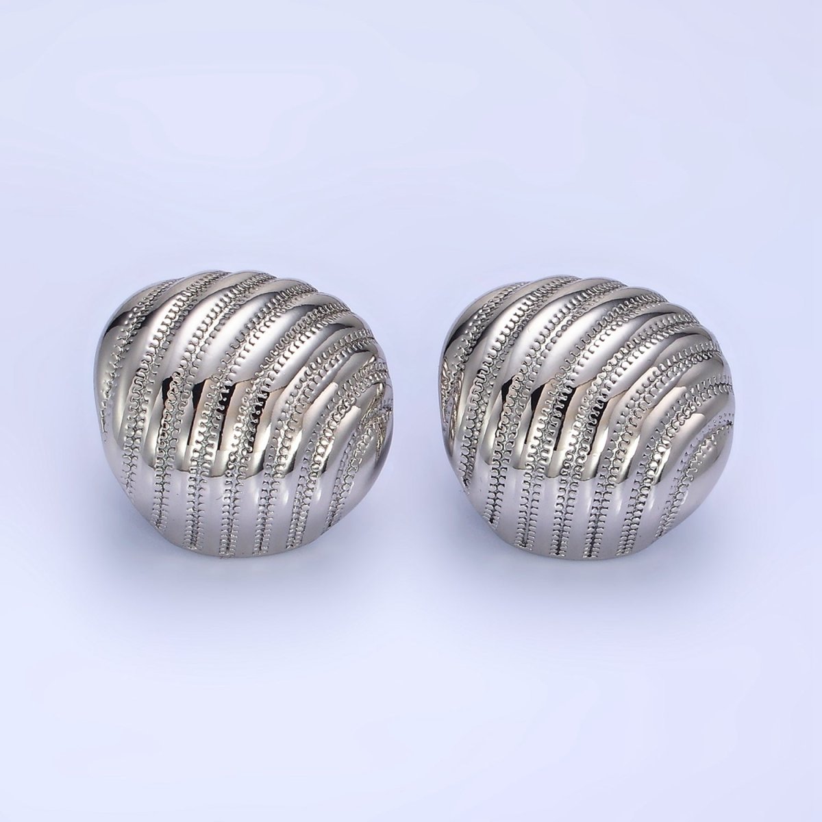 14K Gold Filled Double Dotted Zipper Dome Stud Earrings in Gold & Silver | P460 P461 - DLUXCA