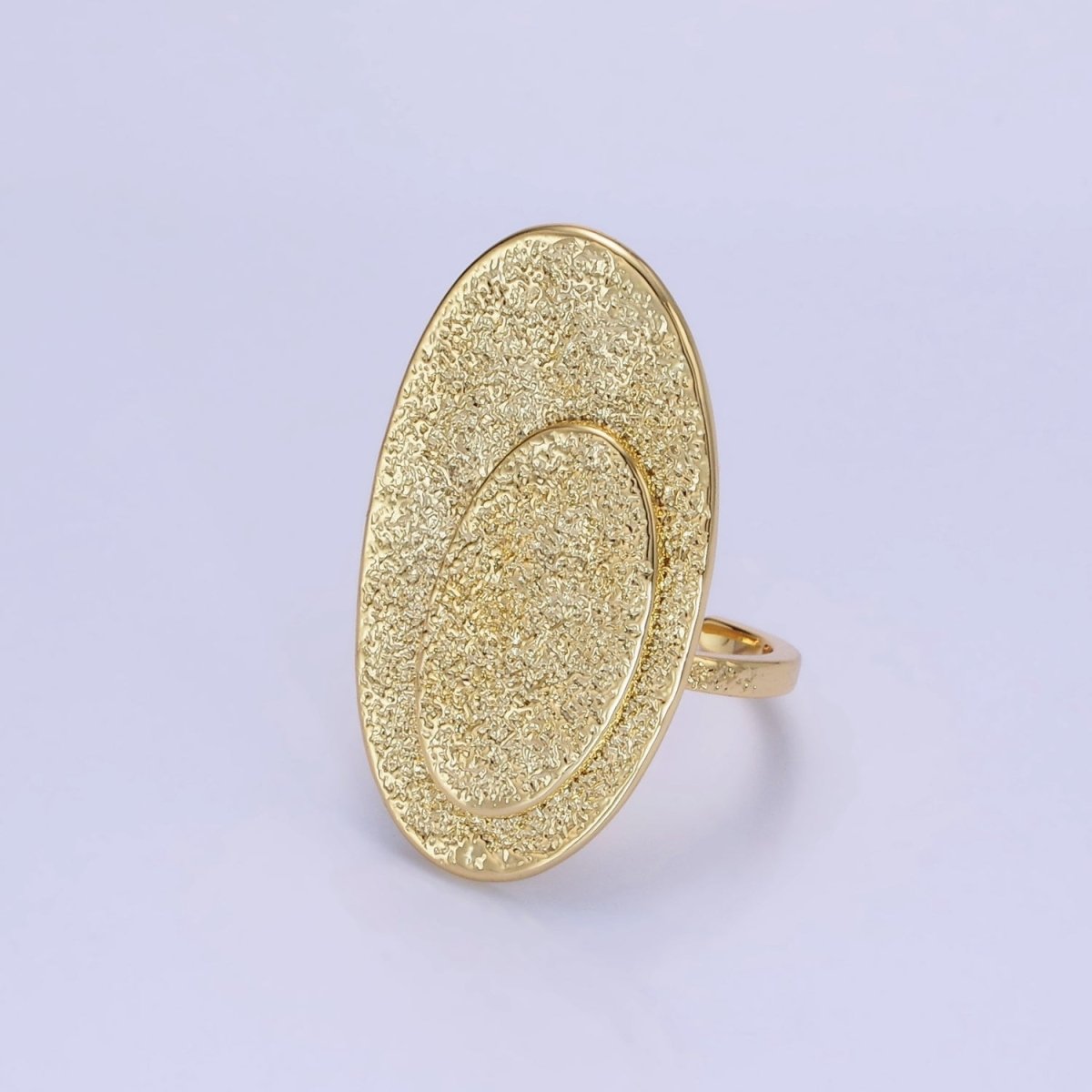 14K Gold Filled Double Oval Hammered Ring | O1321 - DLUXCA
