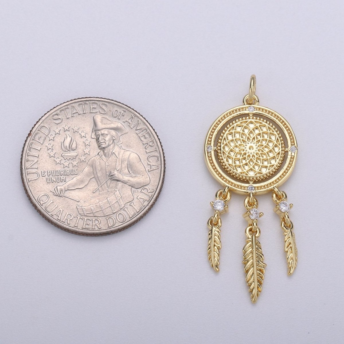 14K Gold Filled Dream Catcher Charm Necklace Pendant Boho Charm for Jewelry Making Bohemian Inspired C-431 - DLUXCA