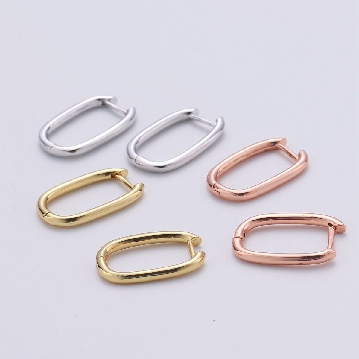 14k Gold Filled Earings / Sterling Silver Thick Earings / Bold rectangle hoop earings / minimalist earings gift for her P-040~P-042 - DLUXCA