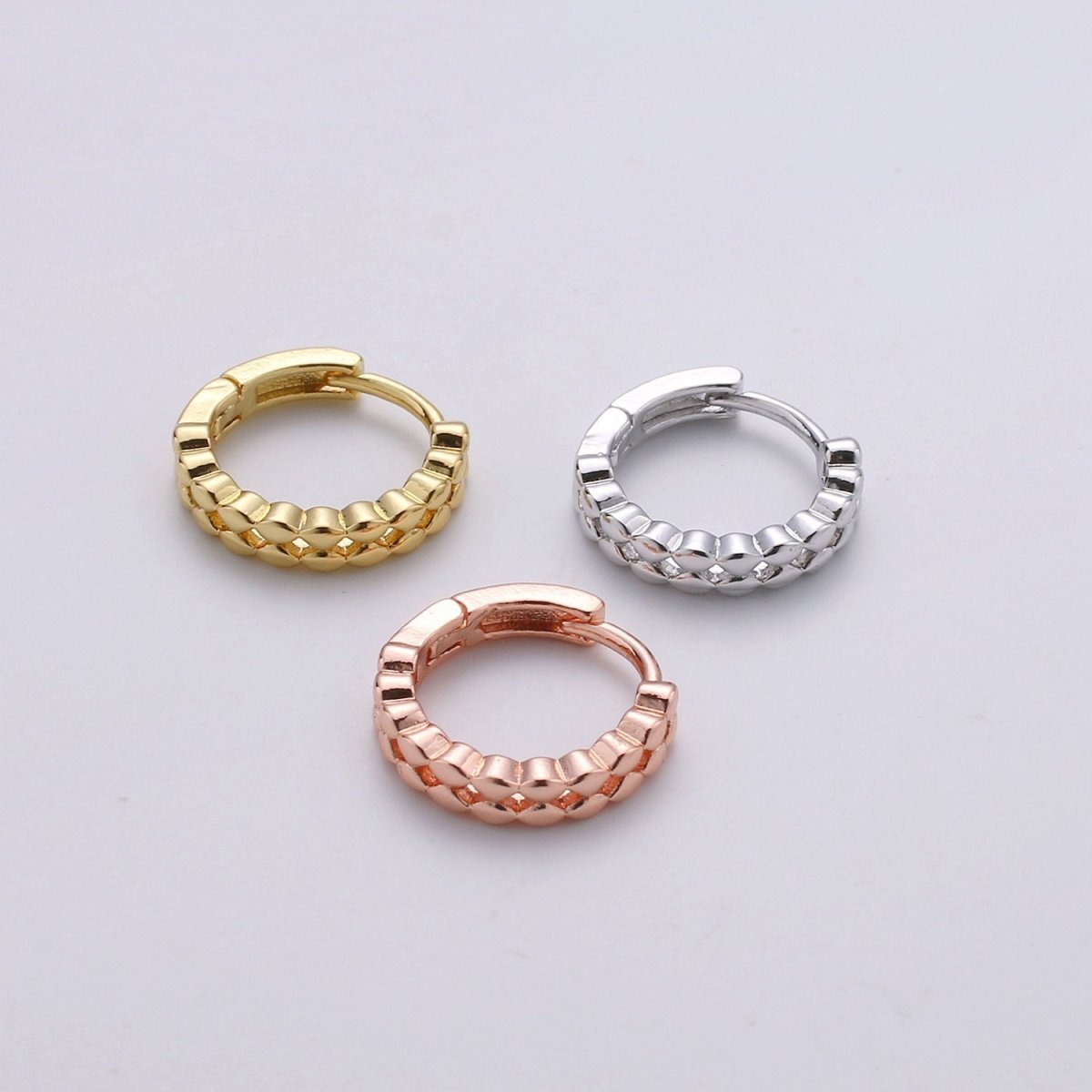 14k Gold Filled Earrings, Huggie Earring, Tiny Earrings, Tiny Diamond Earrings, DIY Earrings, Everyday Wear Earrings, Rosegold Earring K-665 - K-667 - DLUXCA