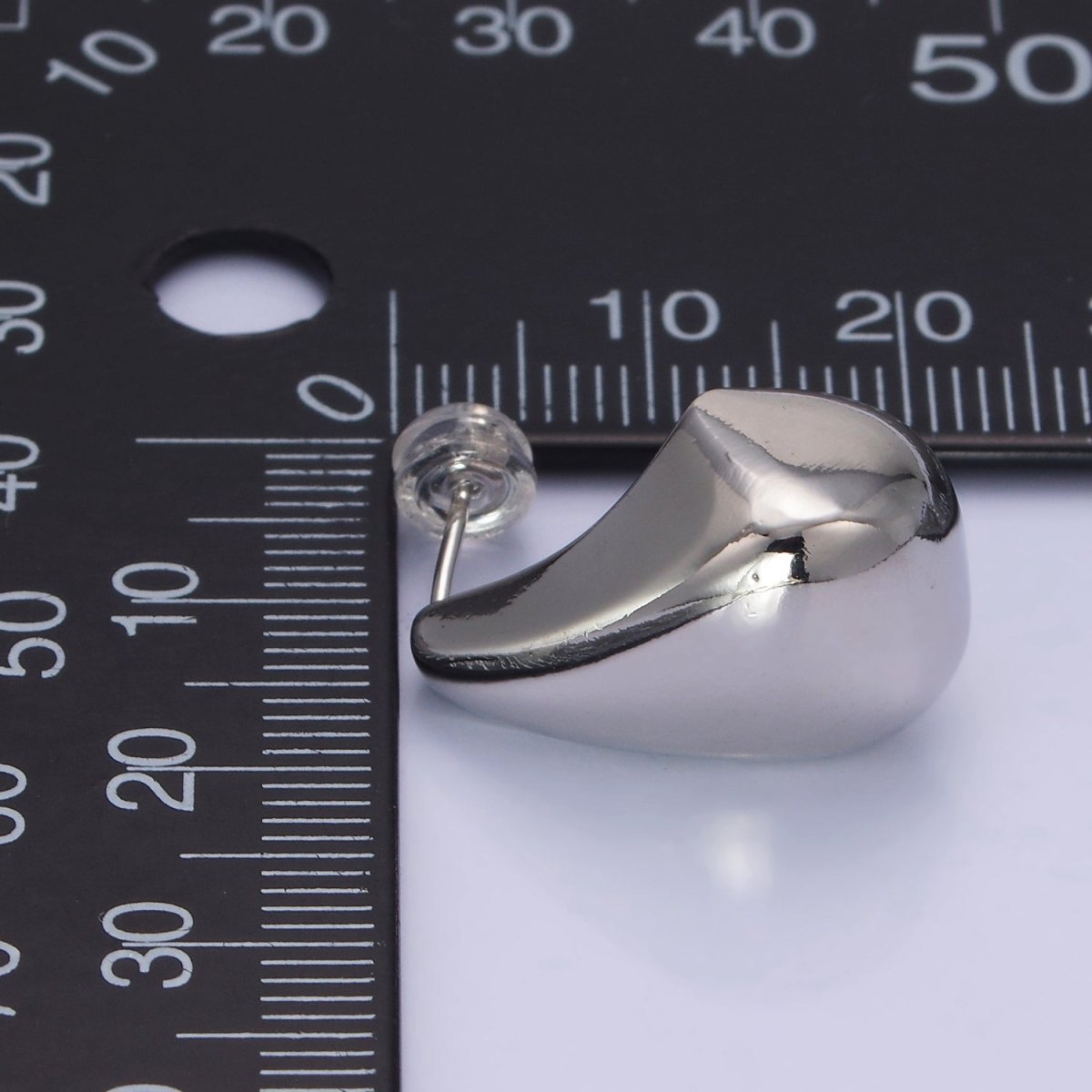 14K Gold Filled Edged Teardrop C-Shaped Hoop Earrings in Gold & Silver | AB1144 AB1145 - DLUXCA