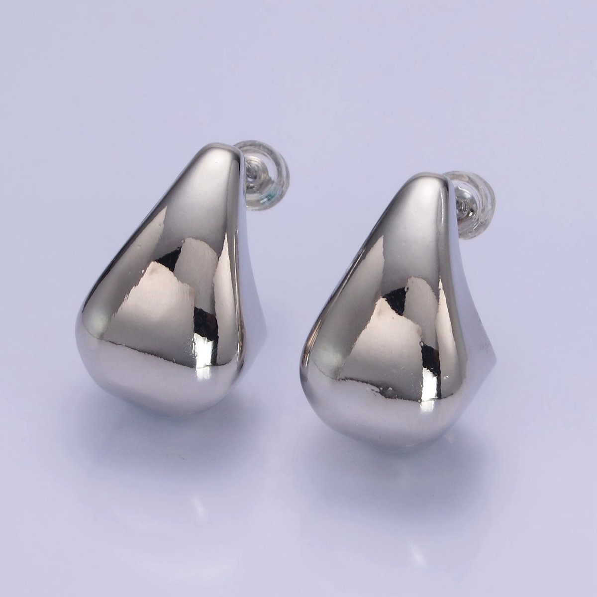 14K Gold Filled Edged Teardrop C-Shaped Hoop Earrings in Gold & Silver | AB1144 AB1145 - DLUXCA