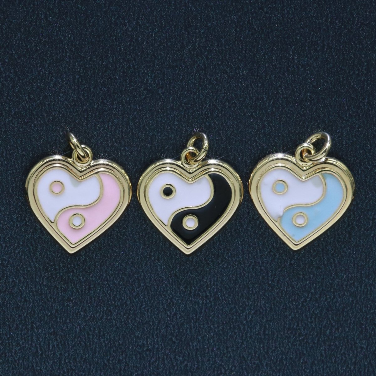 14K Gold Filled Enamel Y2K Jewelry Colorful Enamel Yin yang Charm Heart Pendant E-878 E-879 E-880 - DLUXCA