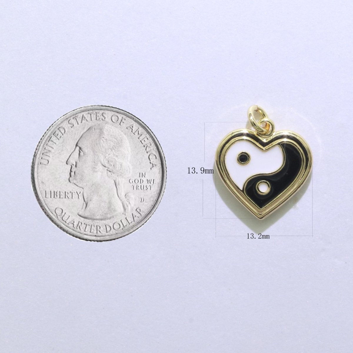 14K Gold Filled Enamel Y2K Jewelry Colorful Enamel Yin yang Charm Heart Pendant E-878 E-879 E-880 - DLUXCA