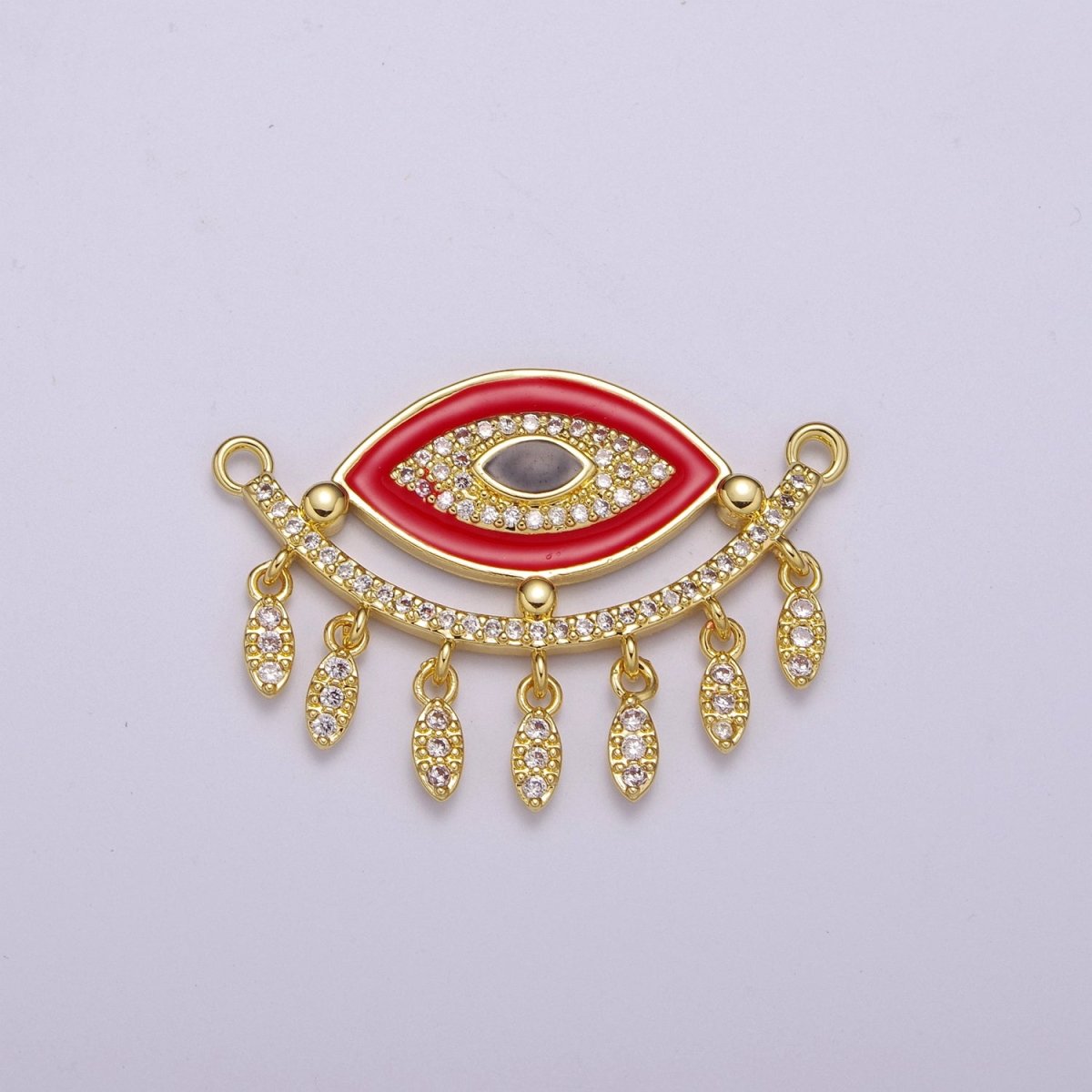 14K Gold Filled Evil Eye Charm Connector for Statement Jewelry Micro Pave Eye Link Connector for Necklace F-904~F-908 - DLUXCA
