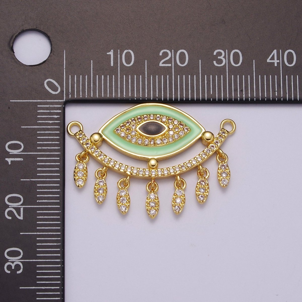 14K Gold Filled Evil Eye Charm Connector for Statement Jewelry Micro Pave Eye Link Connector for Necklace F-904~F-908 - DLUXCA