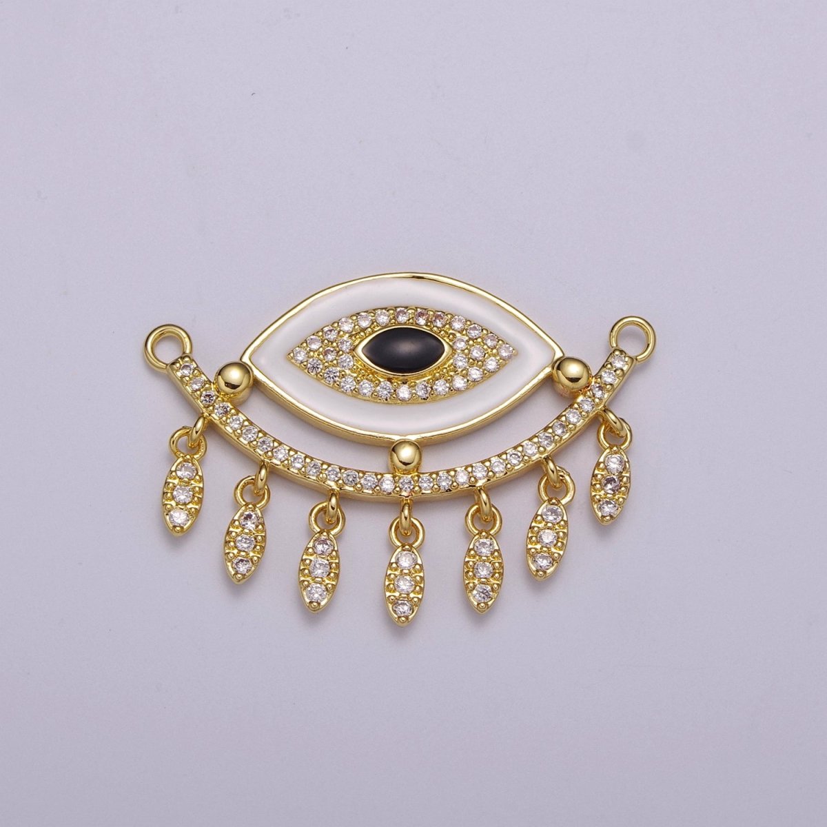 14K Gold Filled Evil Eye Charm Connector for Statement Jewelry Micro Pave Eye Link Connector for Necklace F-904~F-908 - DLUXCA