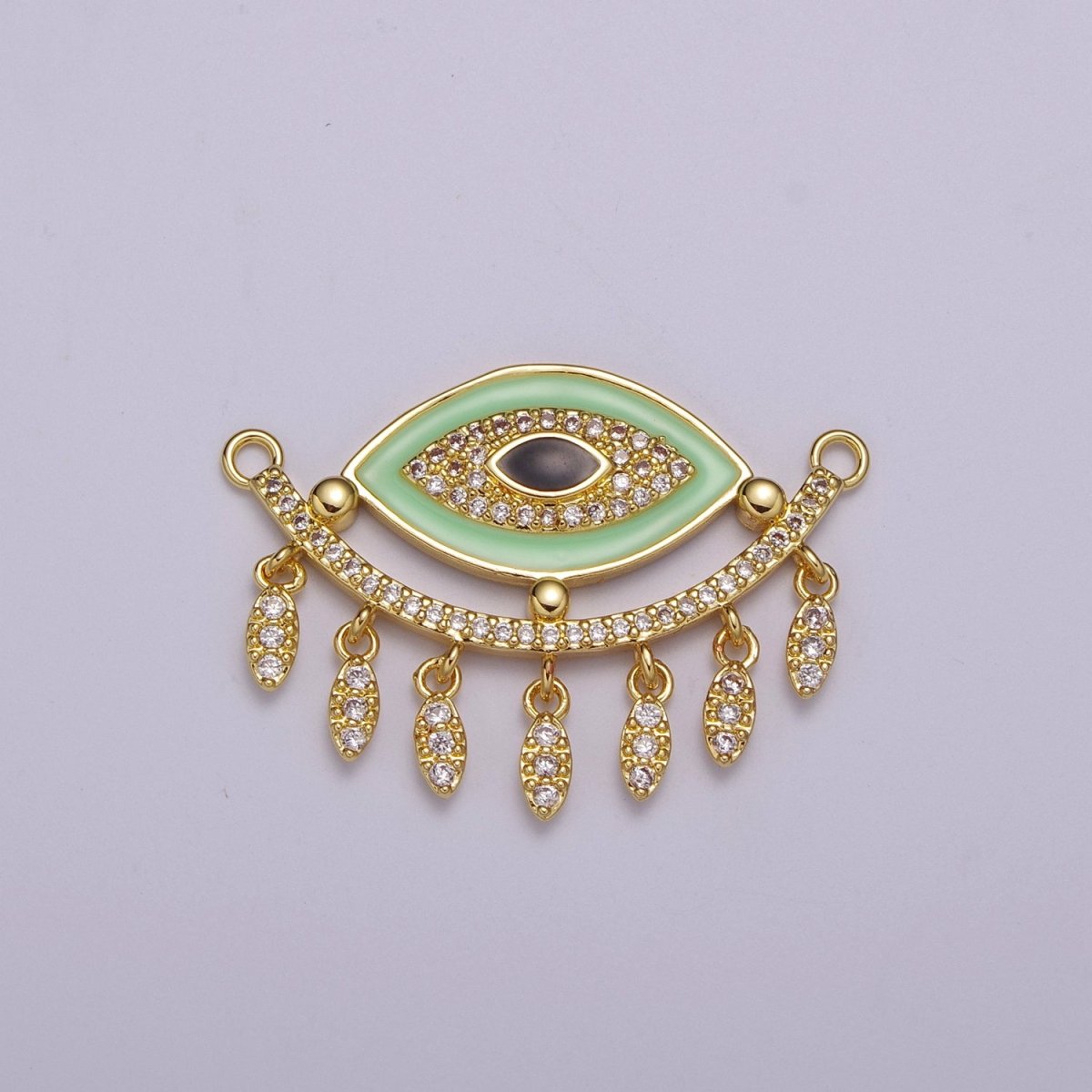 14K Gold Filled Evil Eye Charm Connector for Statement Jewelry Micro Pave Eye Link Connector for Necklace F-904~F-908 - DLUXCA