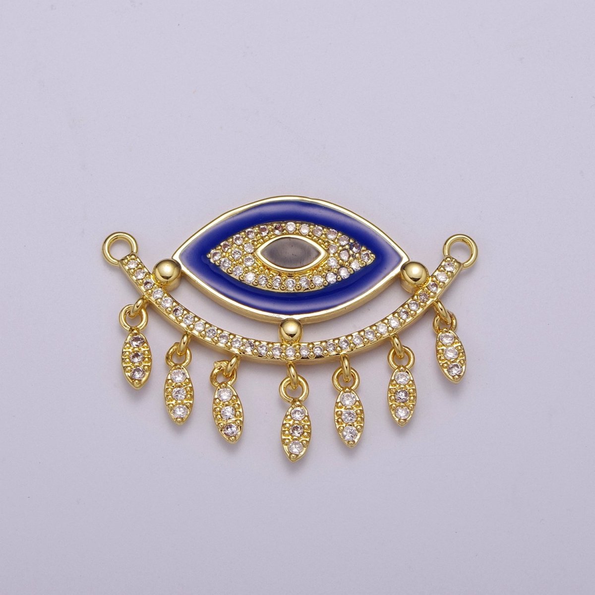 14K Gold Filled Evil Eye Charm Connector for Statement Jewelry Micro Pave Eye Link Connector for Necklace F-904~F-908 - DLUXCA