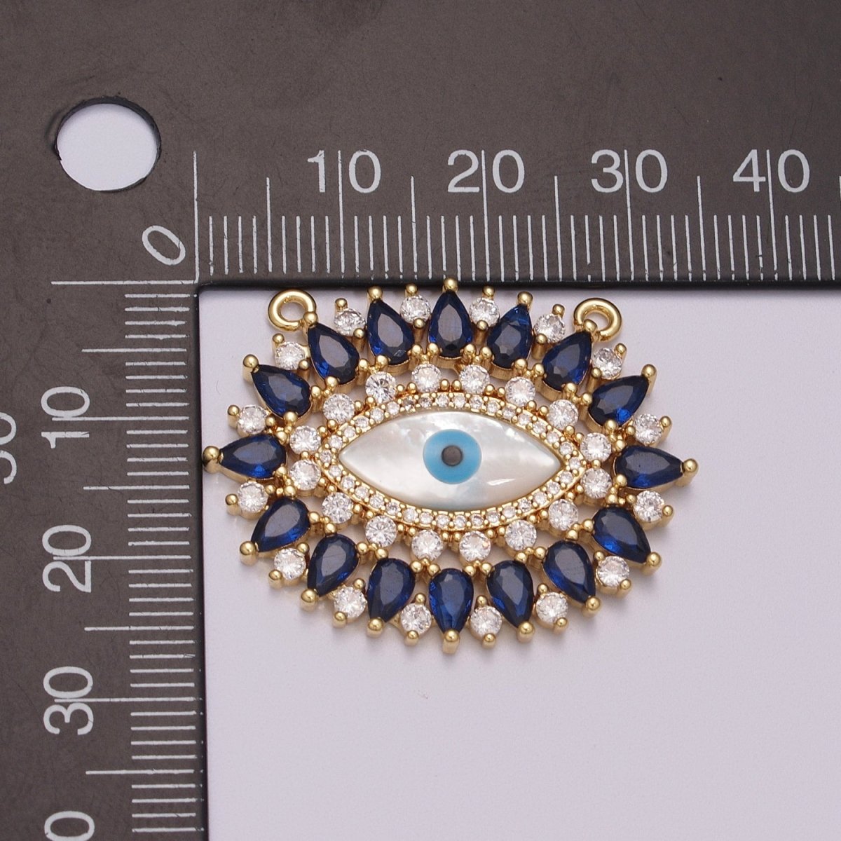 14K Gold Filled Evil Eye Charm, CZ Micro Pave Sparkly Statement Charm Connector for Necklace Jewelry Making Amulet Talisman Jewelry N-071 - N-074 - DLUXCA