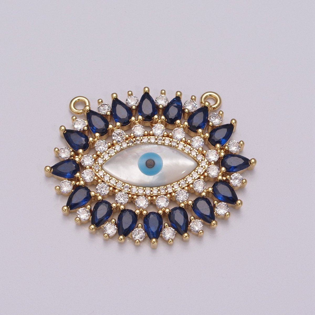 14K Gold Filled Evil Eye Charm, CZ Micro Pave Sparkly Statement Charm Connector for Necklace Jewelry Making Amulet Talisman Jewelry N-071 - N-074 - DLUXCA