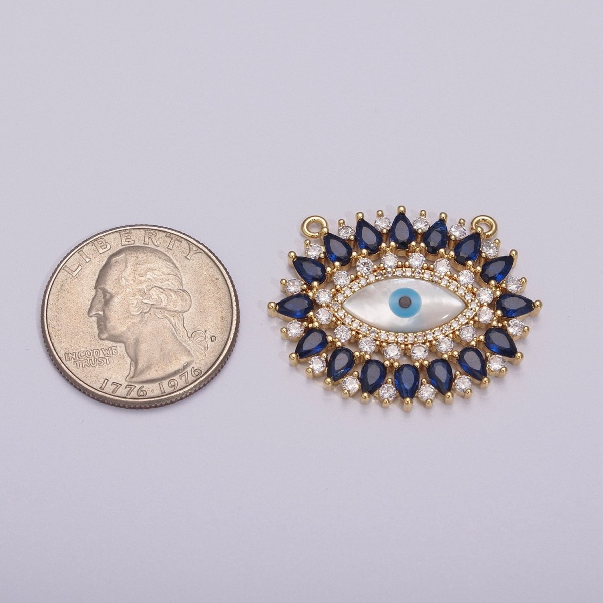 14K Gold Filled Evil Eye Charm, CZ Micro Pave Sparkly Statement Charm Connector for Necklace Jewelry Making Amulet Talisman Jewelry N-071 - N-074 - DLUXCA
