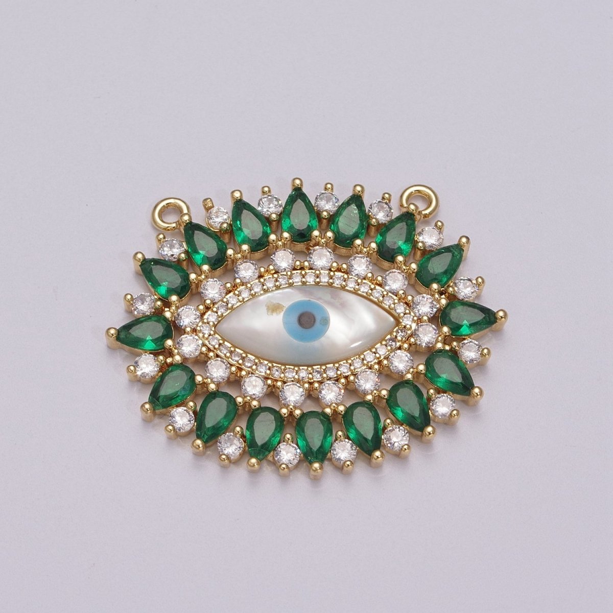 14K Gold Filled Evil Eye Charm, CZ Micro Pave Sparkly Statement Charm Connector for Necklace Jewelry Making Amulet Talisman Jewelry N-071 - N-074 - DLUXCA