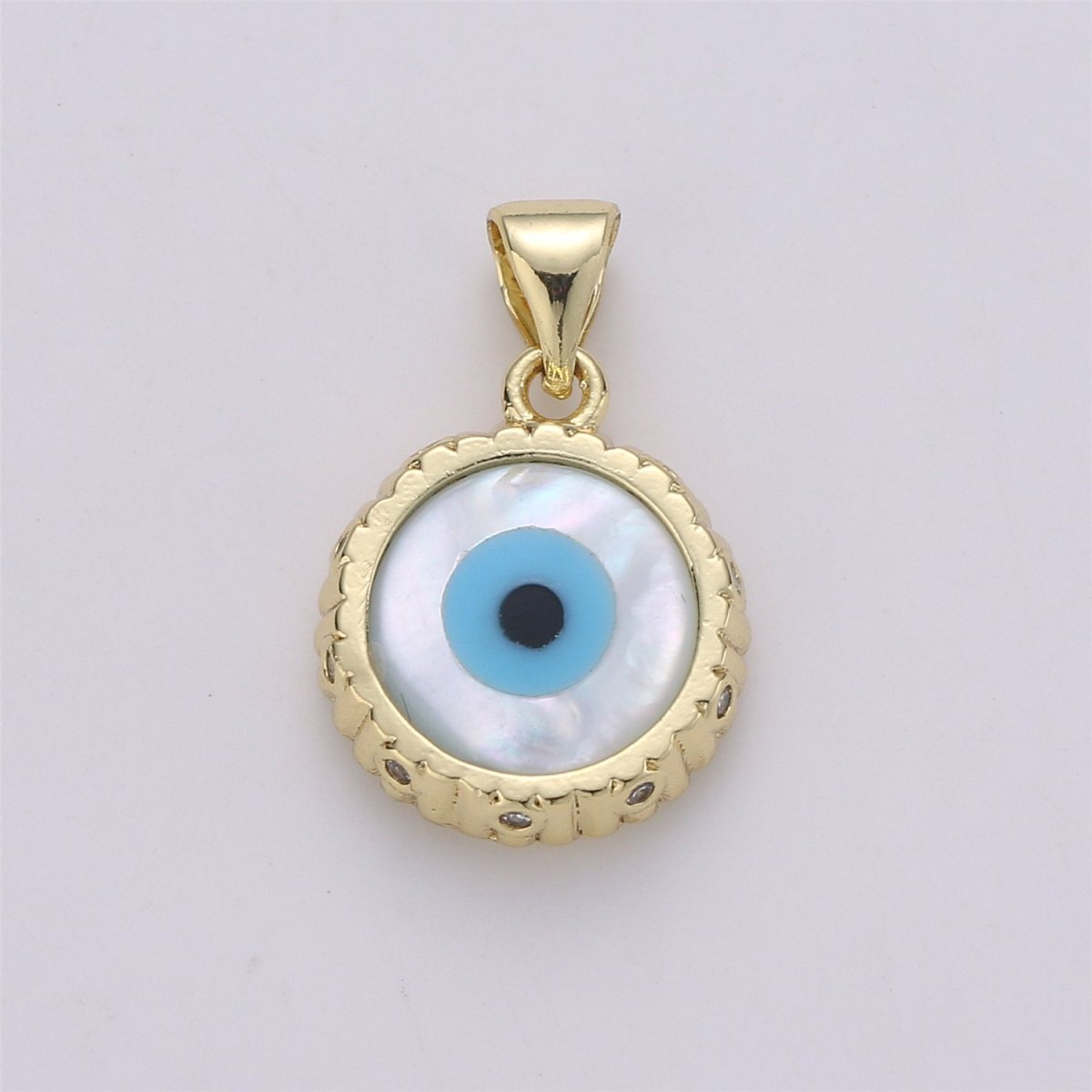 14k Gold Filled Evil Eye Charm Extra Tiny Evil Eye Pendant Charm eye of ra minimalist jewelry Gift for Her Bridal necklace component I-592 I-761 - DLUXCA