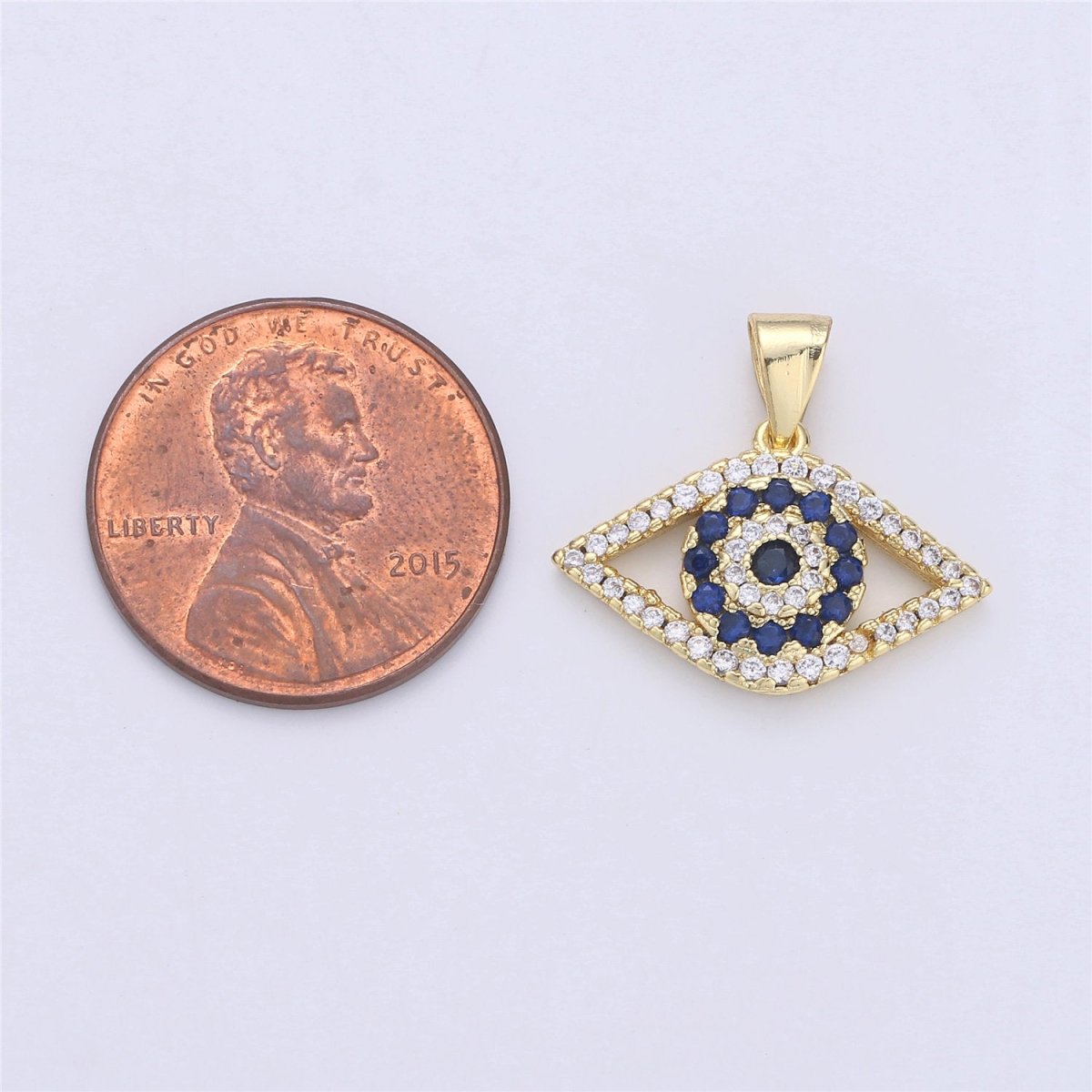 14k Gold Filled Evil Eye Charm Micro Pave Evil Eye Pendant CZ Charms Eye of Ra Pendant for Necklace Bracelet earring Component 18x20mm I-362 - DLUXCA