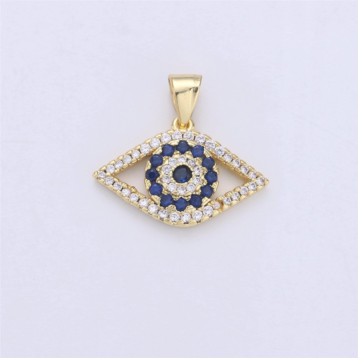 14k Gold Filled Evil Eye Charm Micro Pave Evil Eye Pendant CZ Charms Eye of Ra Pendant for Necklace Bracelet earring Component 18x20mm I-362 - DLUXCA