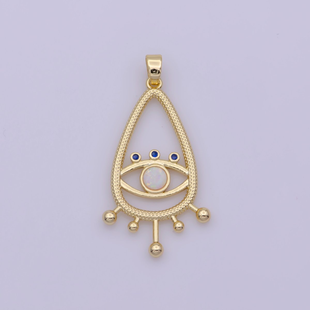 14K Gold Filled Evil Eye Gold White Opal Talisman Charm Pendant, Teardrop Pendant Lucky Medallion Pendant For Earring DIY Jewelry Making N-495 N-496 - DLUXCA