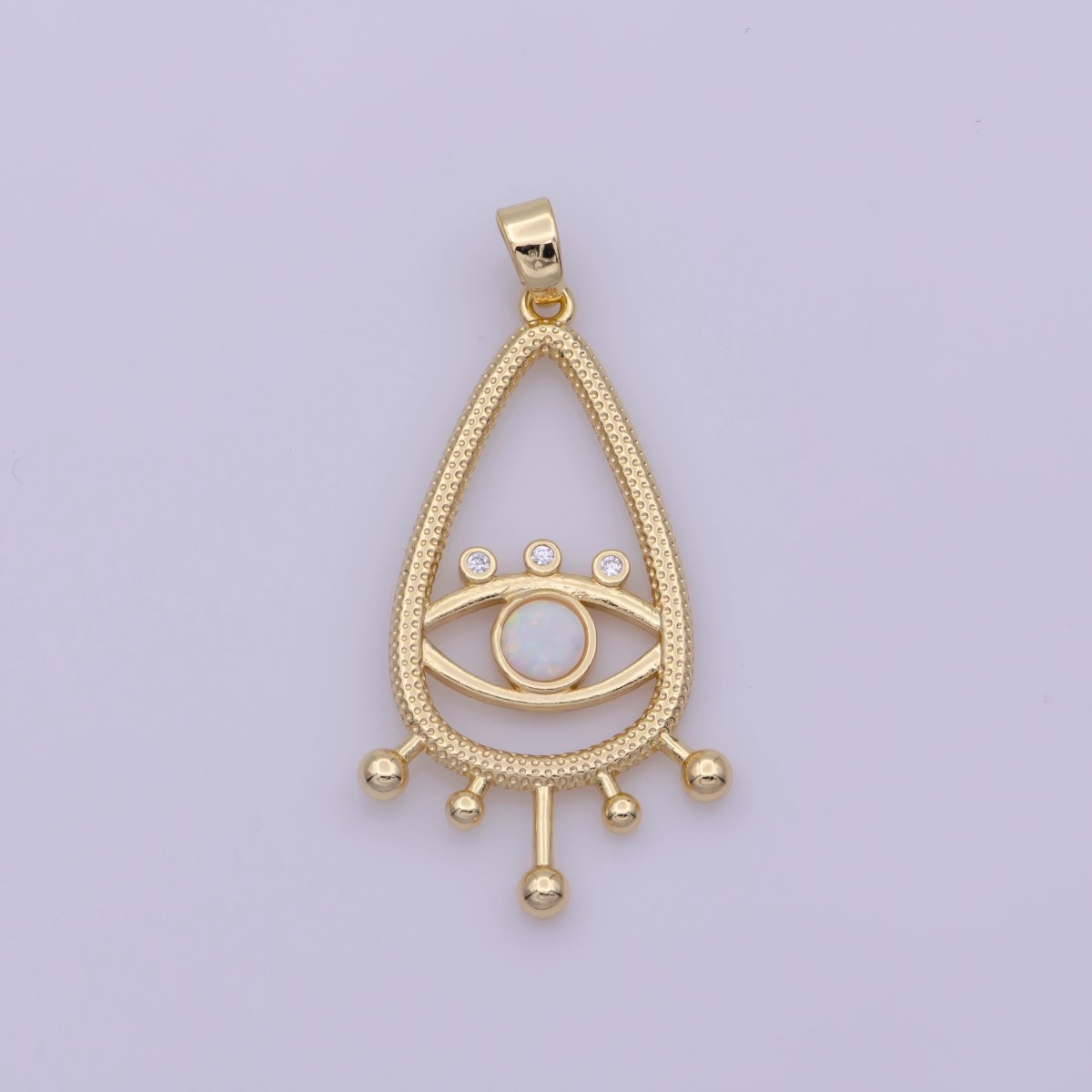 14K Gold Filled Evil Eye Gold White Opal Talisman Charm Pendant, Teardrop Pendant Lucky Medallion Pendant For Earring DIY Jewelry Making N-495 N-496 - DLUXCA