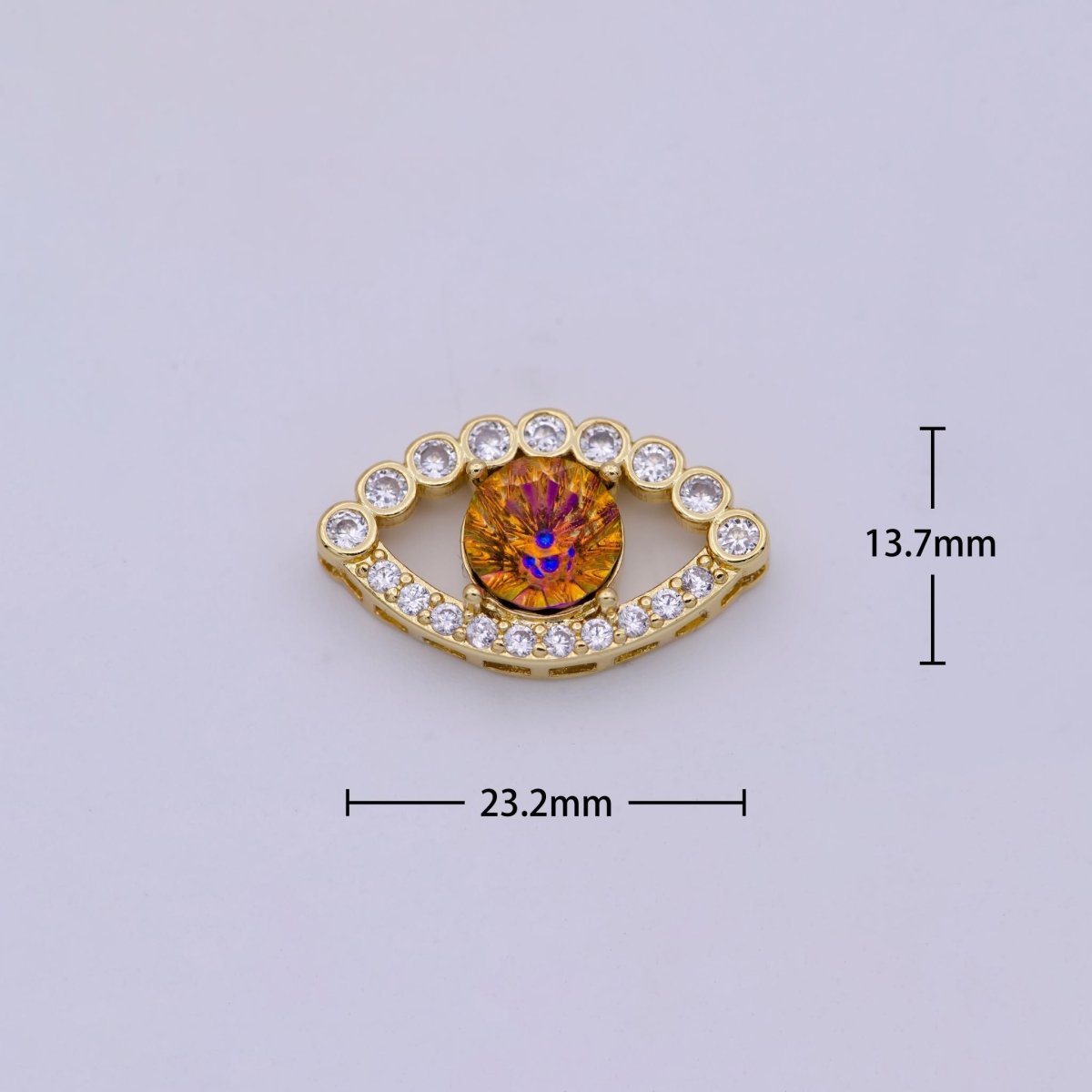 14K Gold Filled Evil Eye Slider Beads, Rainbow CZ Evil Eye Charm Beads for Bracelet Necklace Jewelry Supplies B-108 B-708 - DLUXCA