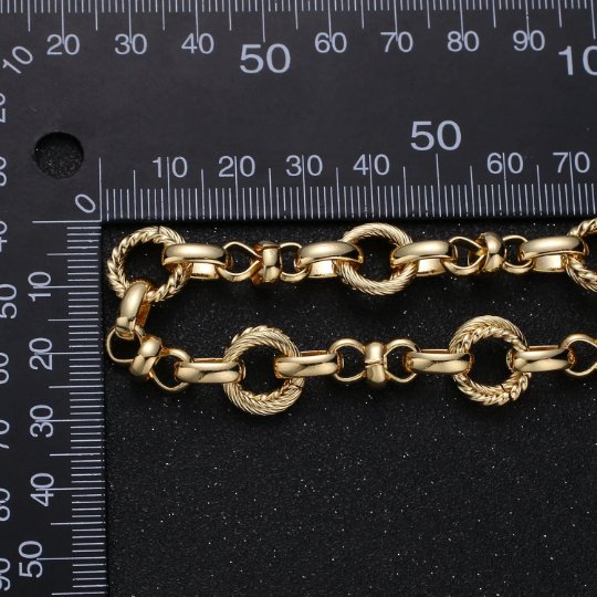 14k Gold Filled Fancy Chain by Yard, Link Cable Double Eternity Chain Wholesale bulk Chain Jewelry Making | ROLL-307 Clearance Pricing - DLUXCA