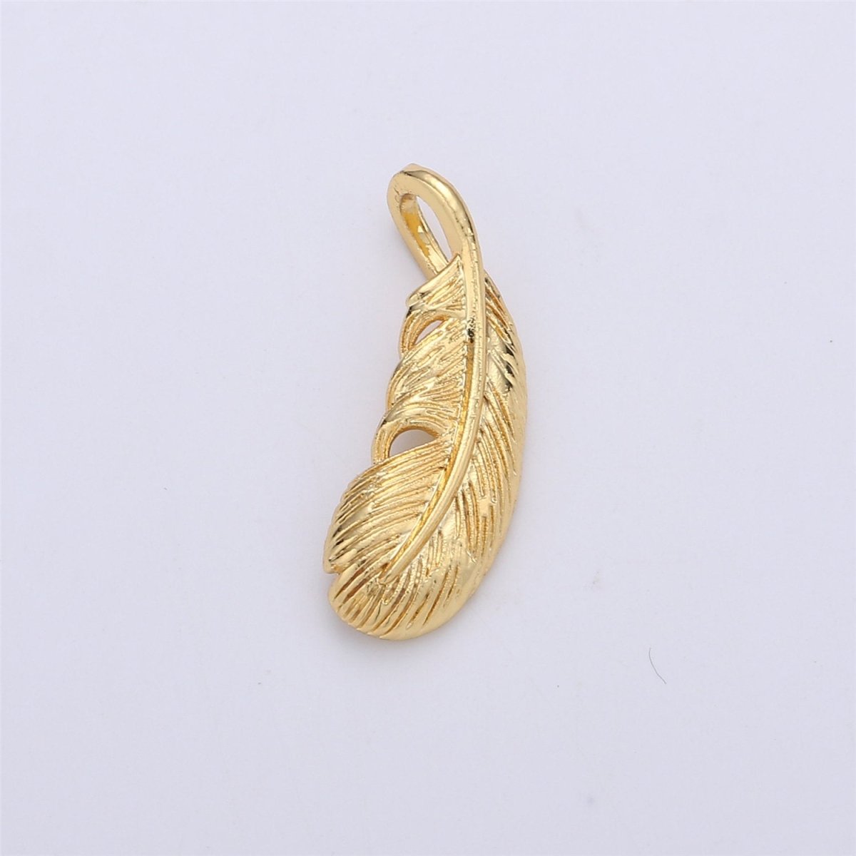 14k Gold Filled feather charm 20x9mm Tiny Feather Charms Dainty Feathers Nature Spiritual Tribal Boho Jewelry Supplies Findings I-590 - DLUXCA