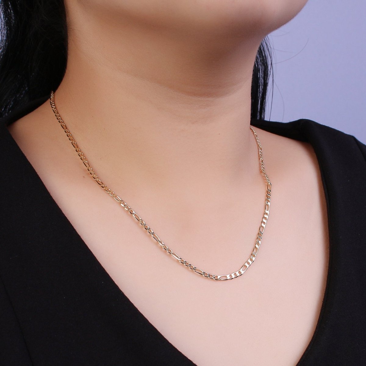 14K Gold Filled Figaro Necklace • Minimalist Necklace Chain • Unisex Figaro Chain • Figaro 16" 18" 20" Chains Ready to Wear | WA-666 WA-676 WA-677 Clearance Pricing - DLUXCA