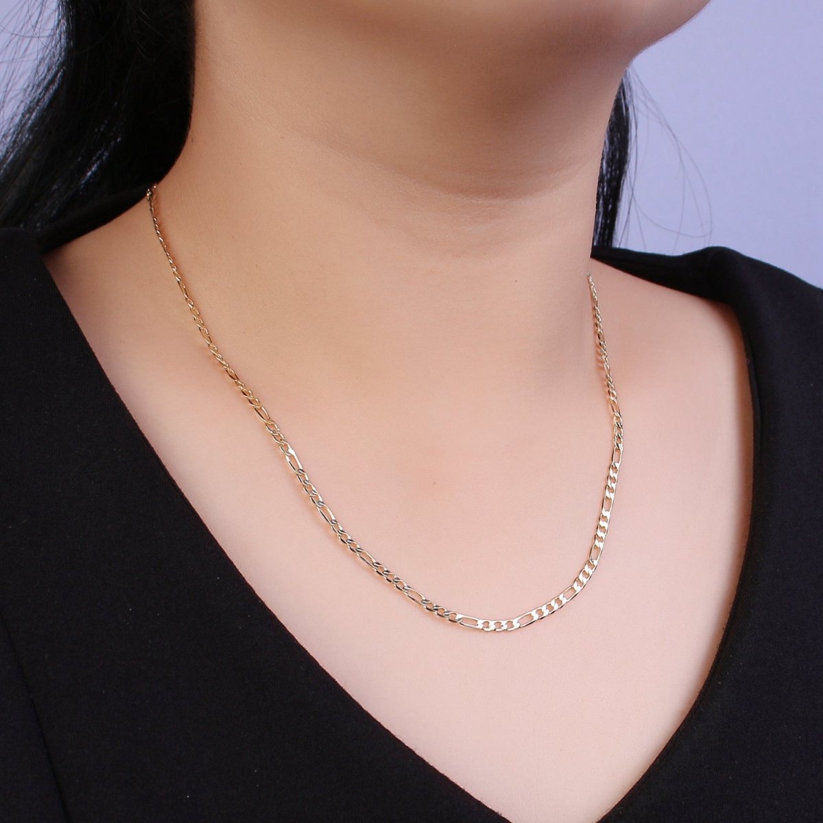14K Gold Filled Figaro Necklace • Minimalist Necklace Chain • Unisex Figaro Chain • Figaro 16" 18" 20" Chains Ready to Wear | WA-666 WA-676 WA-677 Clearance Pricing - DLUXCA