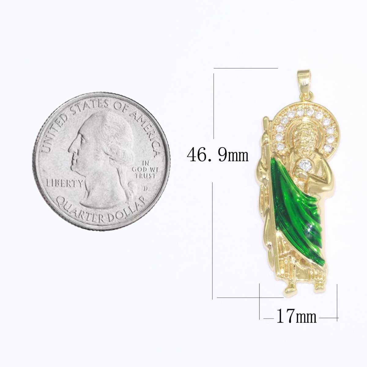 14K Gold Filled Figure San Judas Charm Saint Jude Pendant Hope Saint Pendant N-1332 - DLUXCA