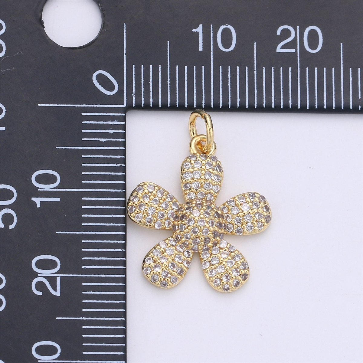 14k Gold Filled Flower Charm Micro Pave Daisy Charm Cubic Daisy Pendant Floral Pendant for Necklace Bracelet Earring Component C-925 - DLUXCA