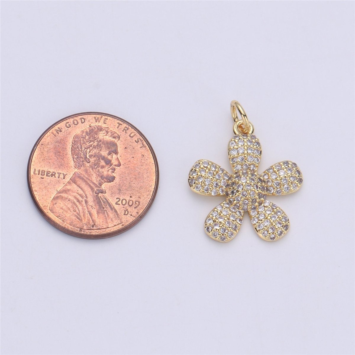 14k Gold Filled Flower Charm Micro Pave Daisy Charm Cubic Daisy Pendant Floral Pendant for Necklace Bracelet Earring Component C-925 - DLUXCA