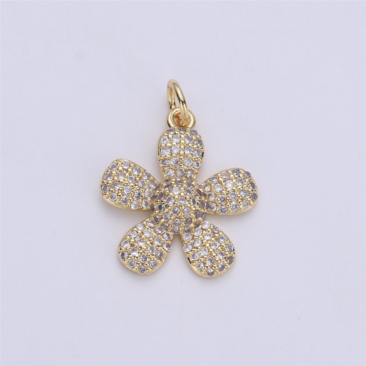 14k Gold Filled Flower Charm Micro Pave Daisy Charm Cubic Daisy Pendant Floral Pendant for Necklace Bracelet Earring Component C-925 - DLUXCA