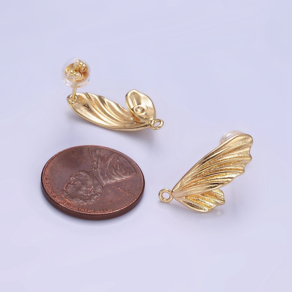 14K Gold Filled Foil Wings Loop Drop Stud Earrings Findings Set | Z706 - DLUXCA
