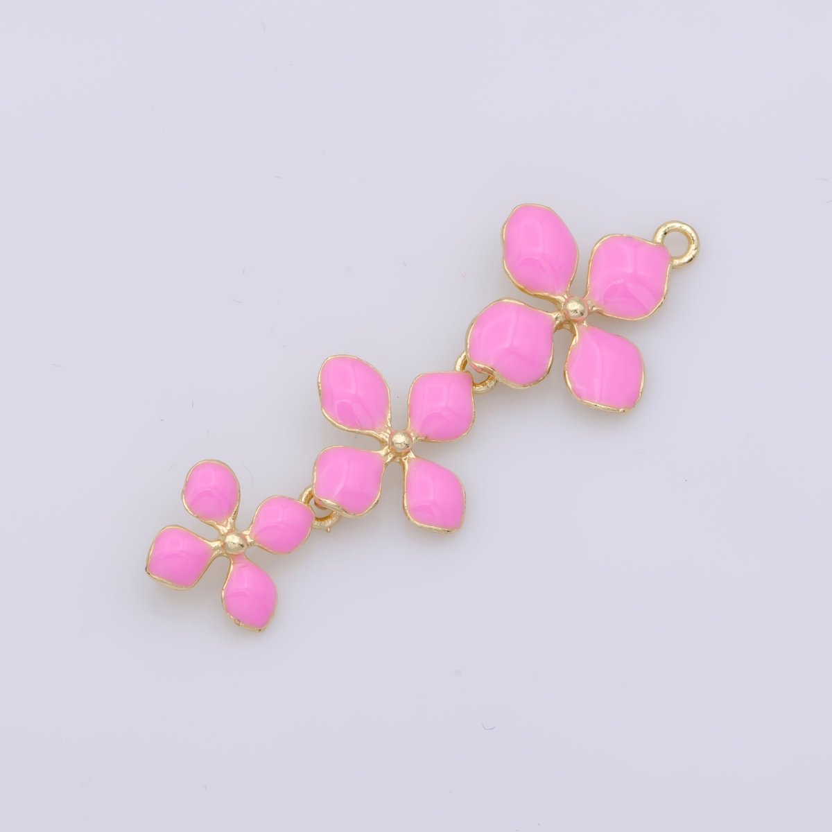 14K Gold Filled Four-Petal Flower Pendant, Enamel Flower Charm, Gold Flower Charm, Earring Necklace Making Findings 40x15mm F-934~F-936 - DLUXCA